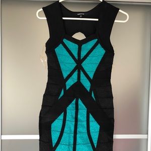 Wow Couture black and green bodycon dress